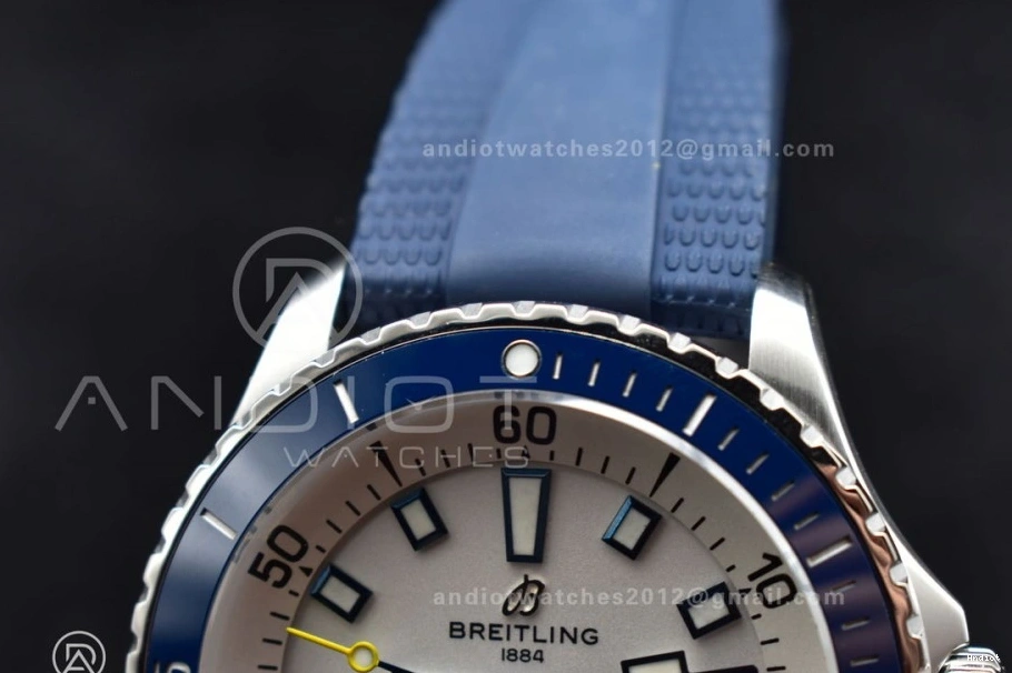 Best 1:1 Blue Rubber SS BLSF A2824 White Dial SuperOcean on Edition Automatic 42 Strap 0414